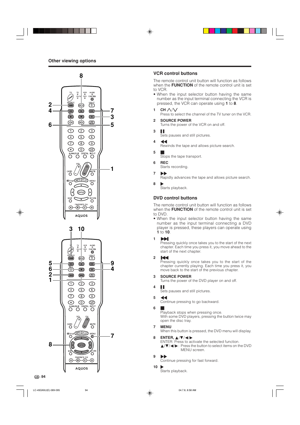 AVC Technology LC-45GX6U User Manual | Page 95 / 106
