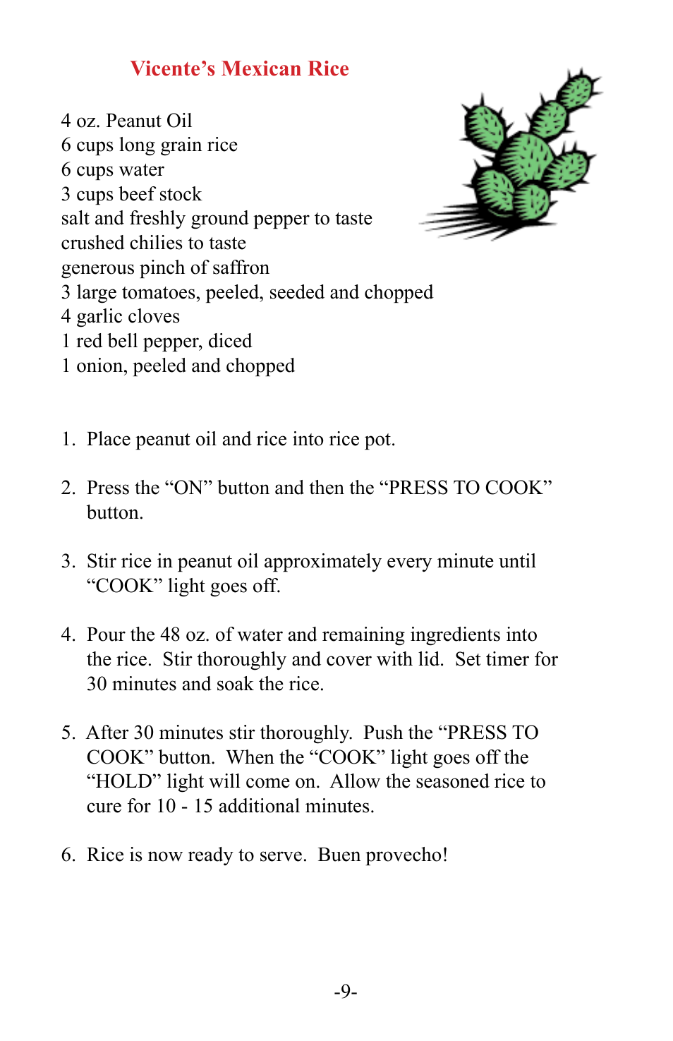 Town RiceMaster Electric Ricecookers User Manual | Page 9 / 12