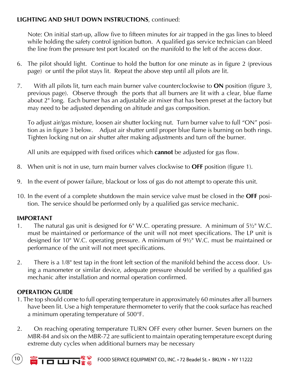 Town Mongolian Barbecue Ranges User Manual | Page 10 / 16
