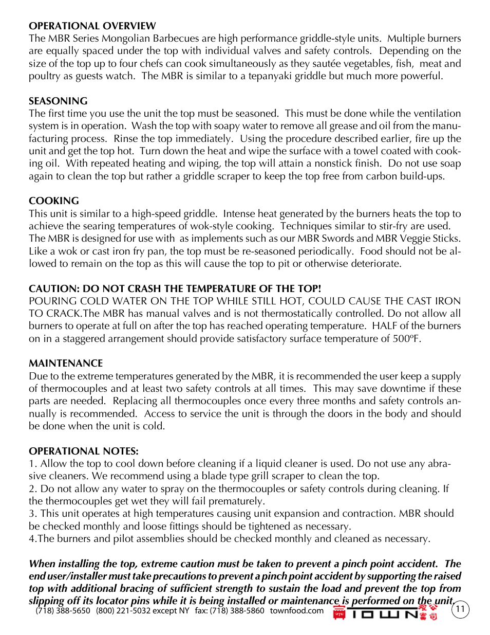 Town Mongolian Barbecue Ranges User Manual | Page 11 / 16