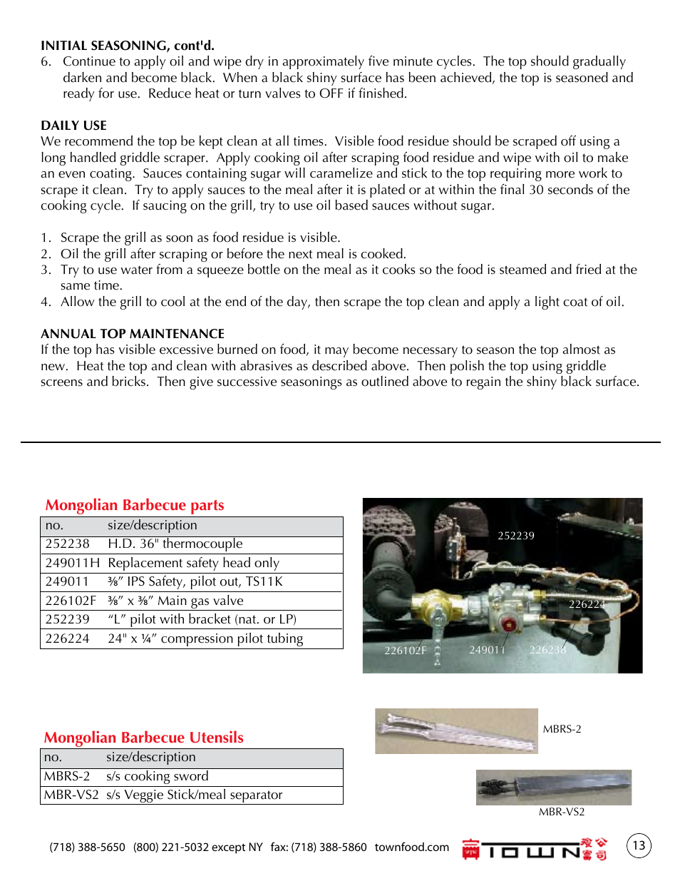 Town Mongolian Barbecue Ranges User Manual | Page 13 / 16