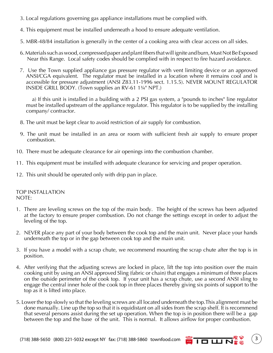 Town Mongolian Barbecue Ranges User Manual | Page 3 / 16