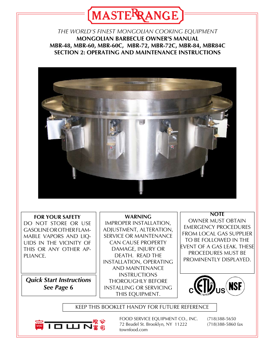 Town Mongolian Barbecue Ranges User Manual | Page 7 / 16