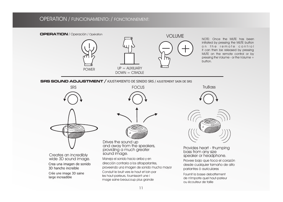 Operation, Volume | Alienware A9090 User Manual | Page 11 / 16