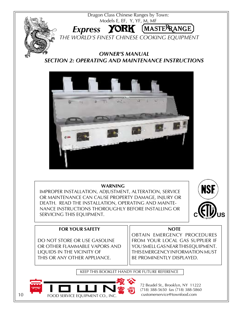 Express | Town One to Six chamber Ranges User Manual | Page 10 / 16