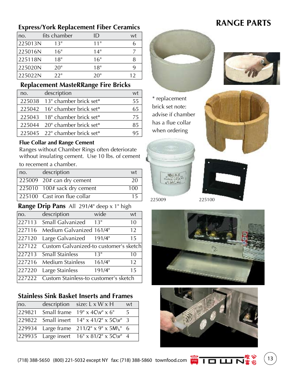 Range parts | Town One to Six chamber Ranges User Manual | Page 13 / 16