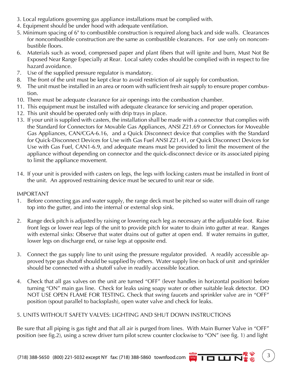 Town One to Six chamber Ranges User Manual | Page 3 / 16