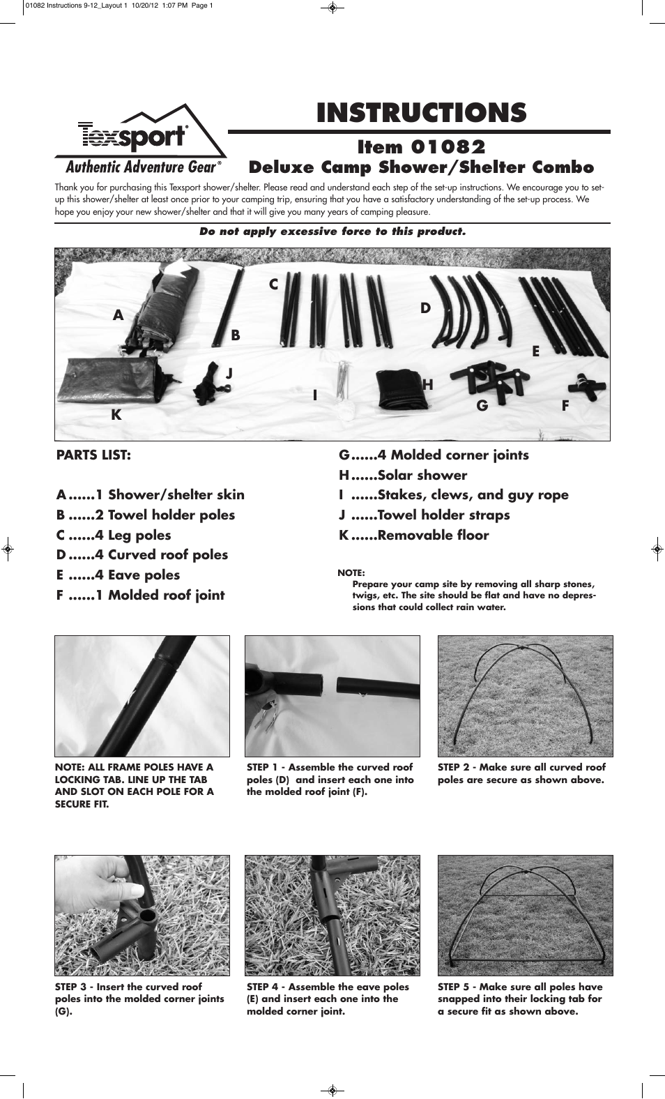 Texsport 01082 Deluxe Shelter User Manual | 6 pages