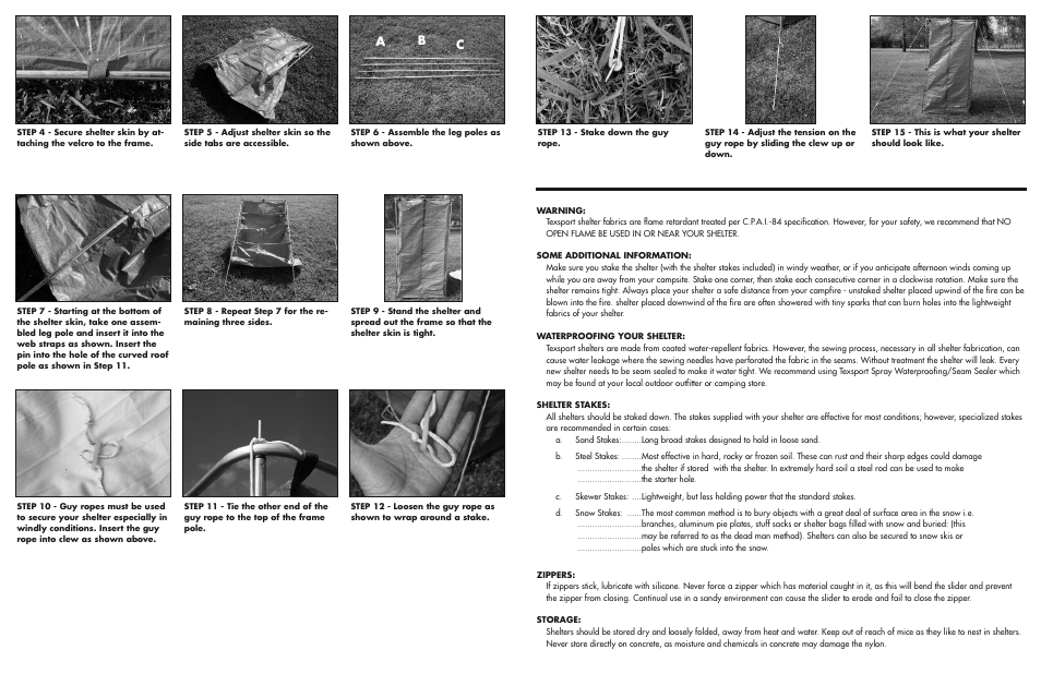 Ab c | Texsport 01084 Privacy Shelter User Manual | Page 2 / 2