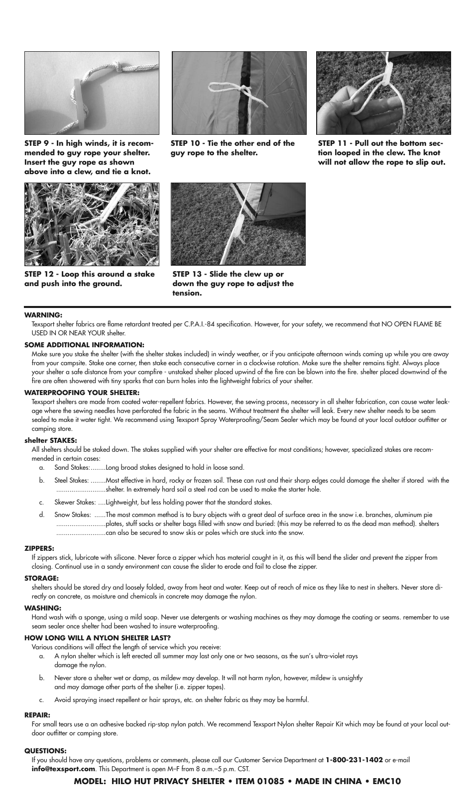 Texsport 01085 Hilo Hut Shelter User Manual | Page 2 / 2
