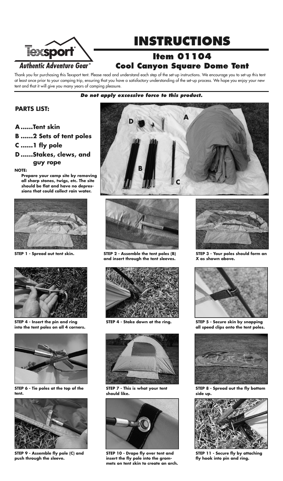 Texsport 01104 Cool Canyon Tent User Manual | 2 pages