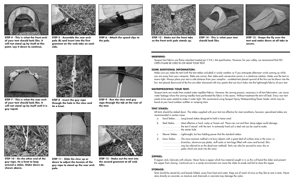 Texsport 01165 Saguaro Bivy Tent User Manual | Page 2 / 2