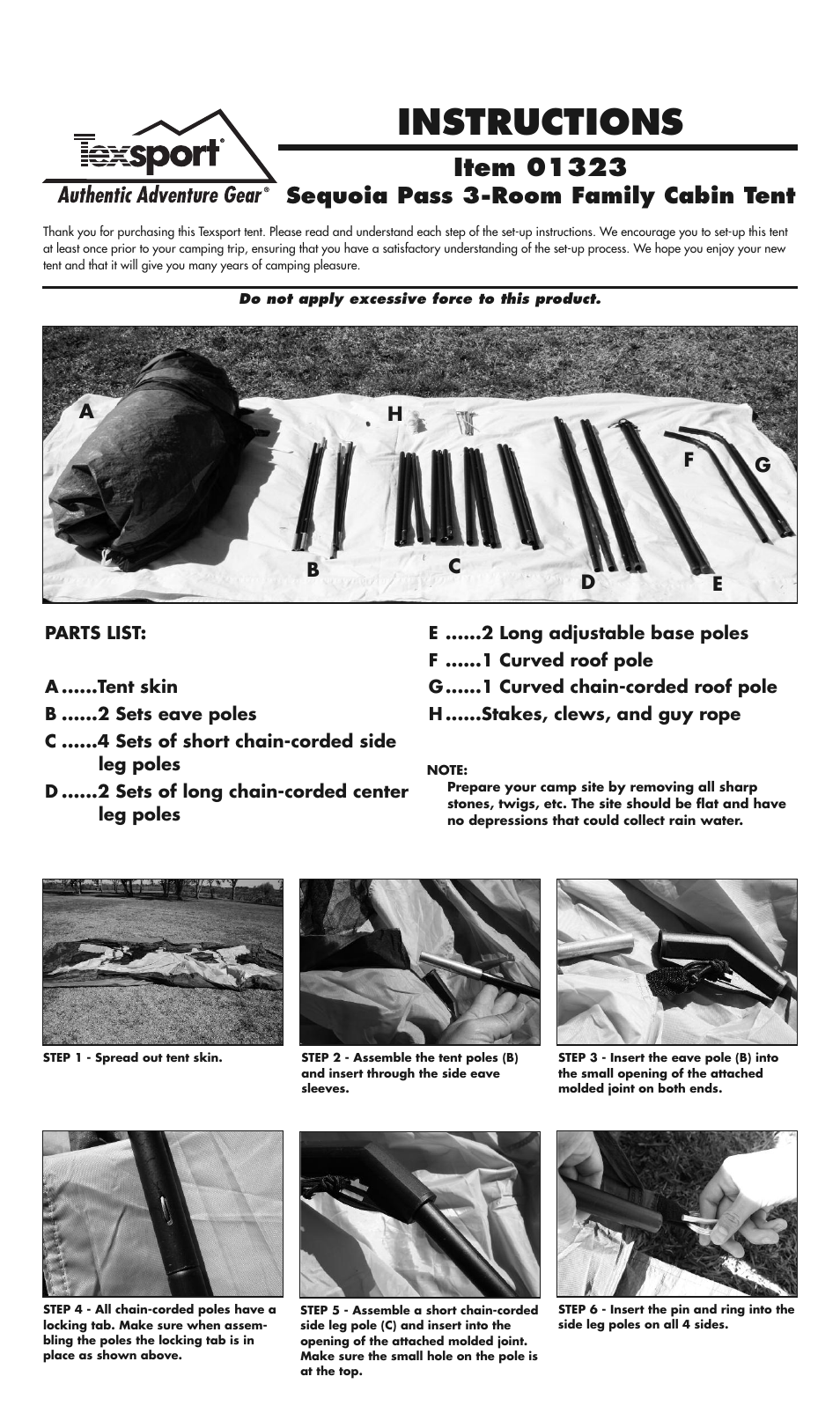 Texsport 01323 Sequoia Pass Tent User Manual | 3 pages