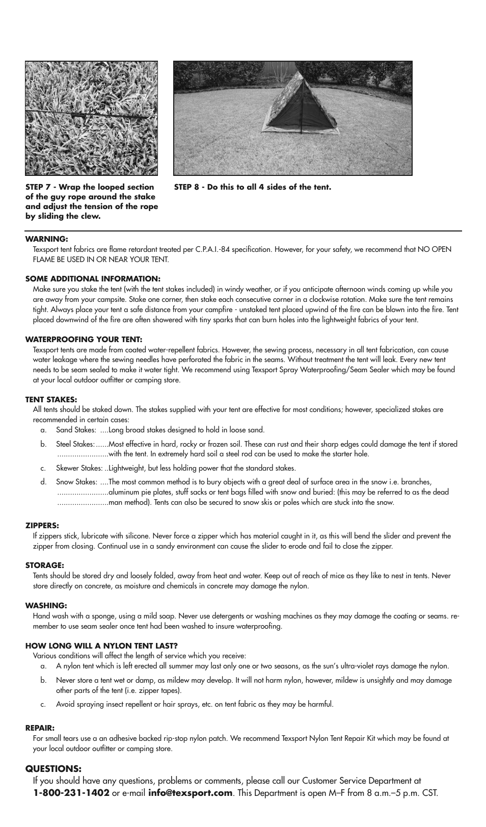 Texsport 01905 Camo Trail Tent User Manual | Page 2 / 2