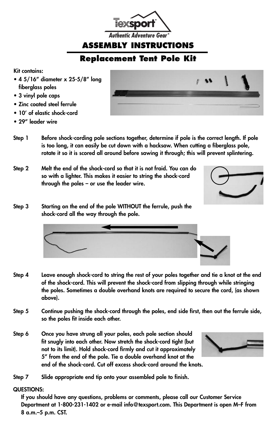 Texsport 14100 Replacement Tent Pole Kit User Manual | 1 page