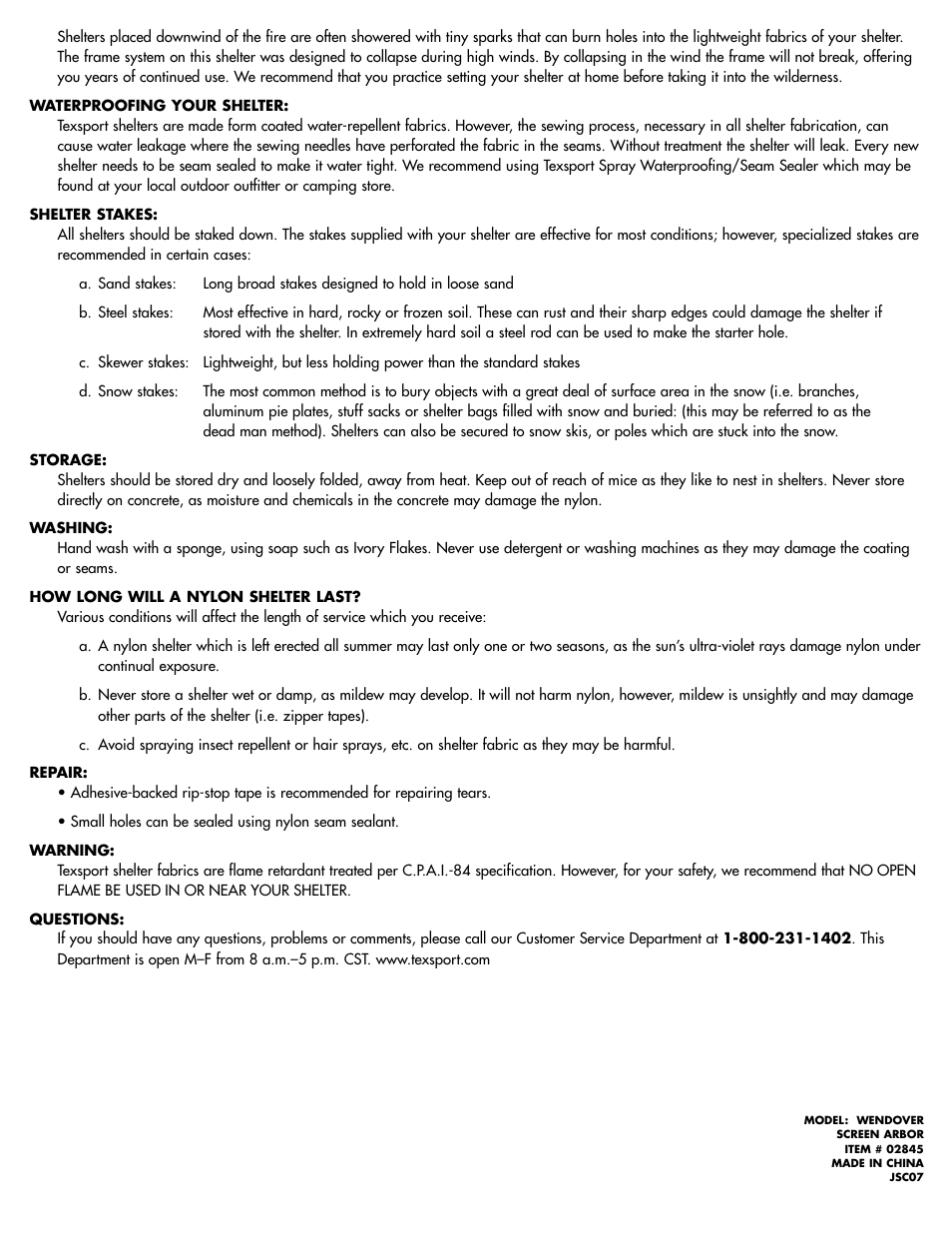 Texsport 02845 Wendover Screen Arbor User Manual | Page 2 / 3