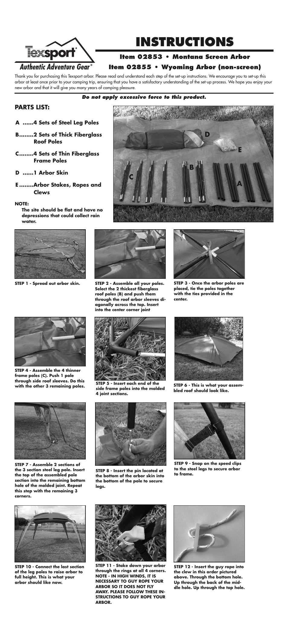 Texsport 02853 Montana Screen Arbor User Manual | 2 pages