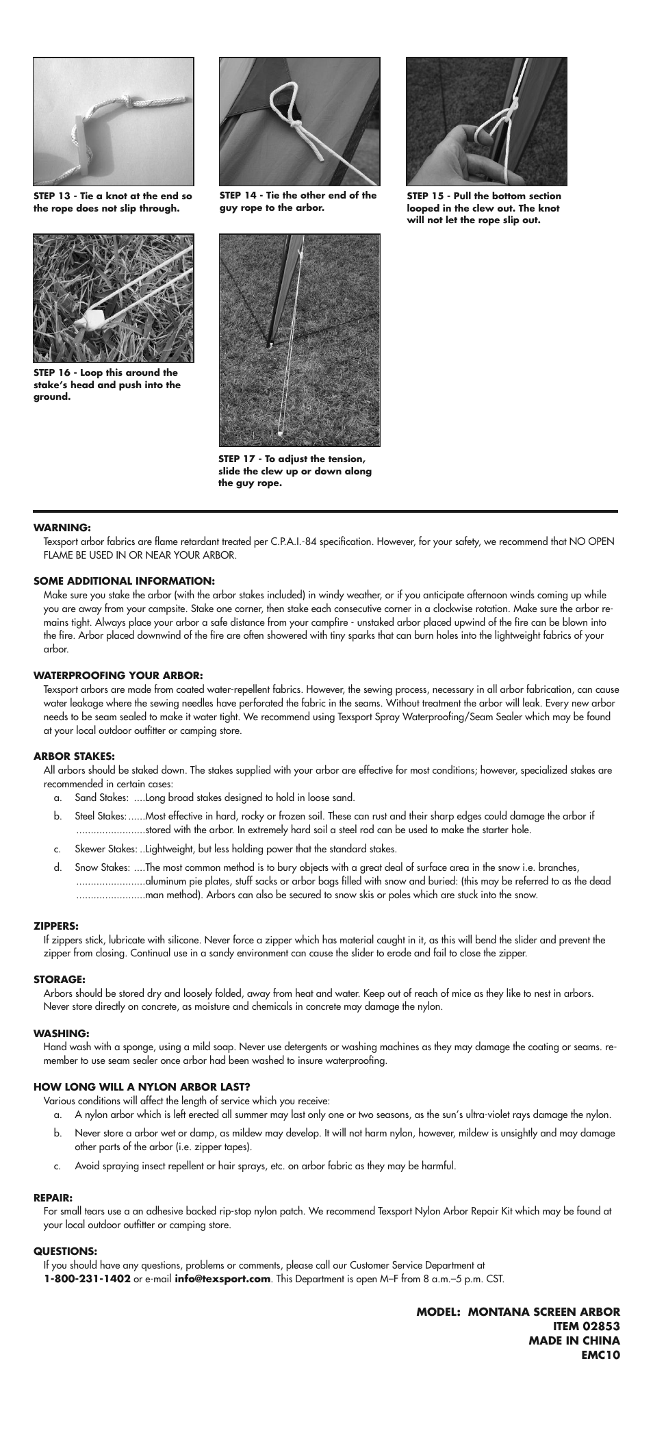 Texsport 02853 Montana Screen Arbor User Manual | Page 2 / 2