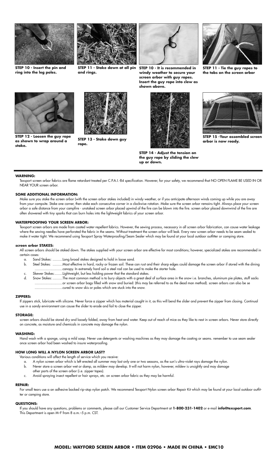 Texsport 02906 Wayford Screen Arbor User Manual | Page 2 / 2