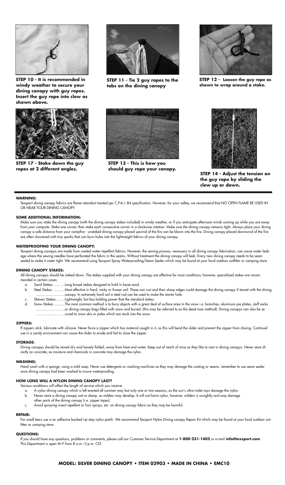 Texsport 02903 Silver Dining Canopy User Manual | Page 2 / 2