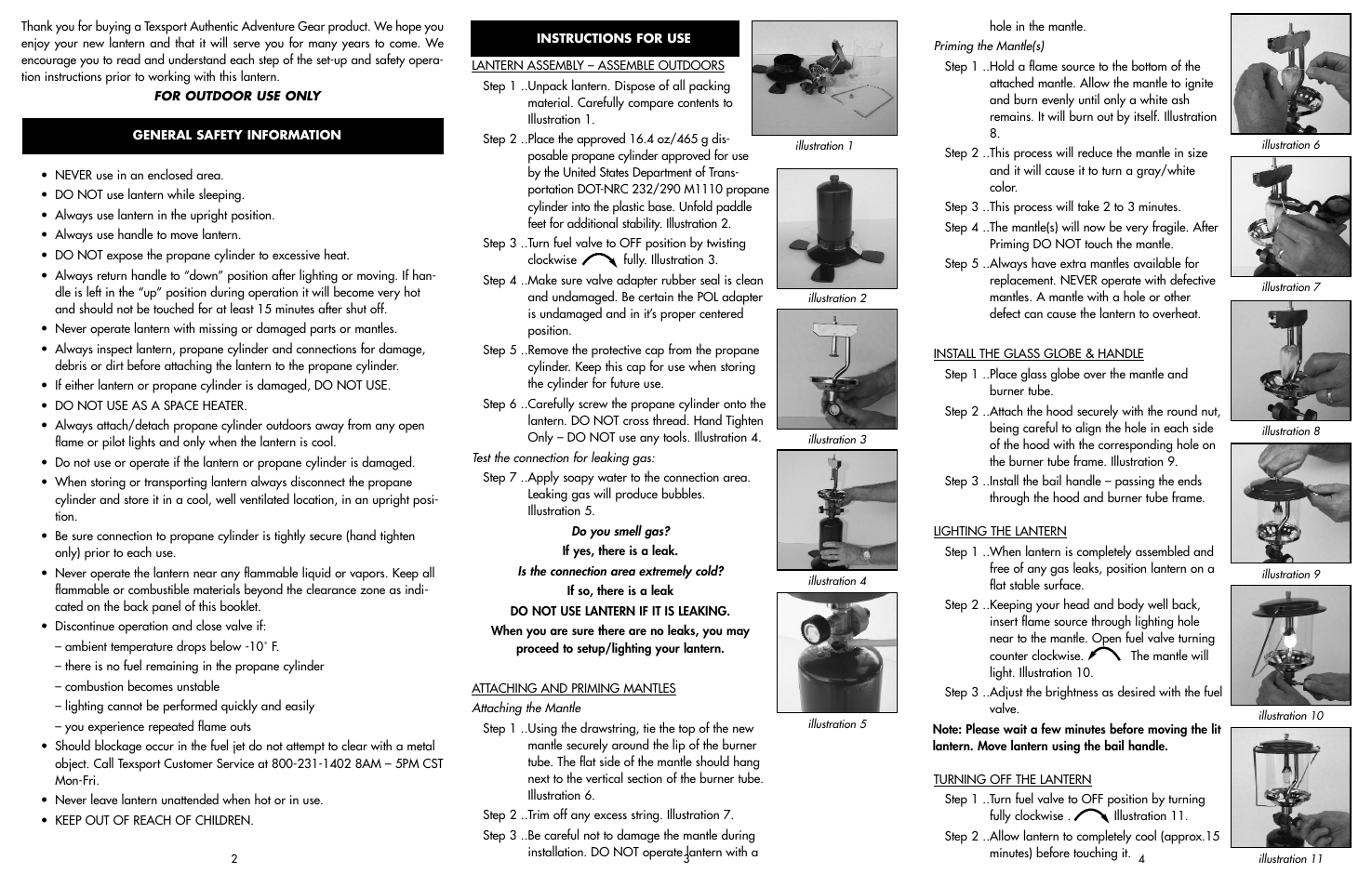 Texsport 14201 Single Mantle Propane Lantern User Manual | 2 pages