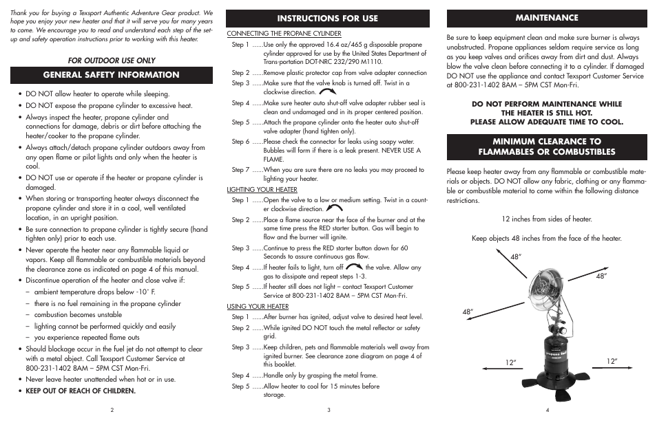 Texsport 14215 Propane Heater User Manual | 2 pages