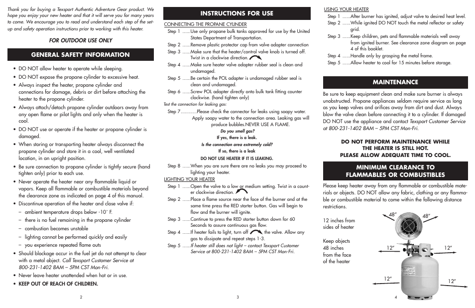 Texsport 14217 Deluxe Propane Heater User Manual | 2 pages