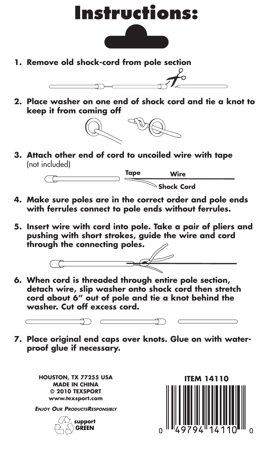 Texsport 14110 Shock-Cord Repair Kit User Manual | 1 page