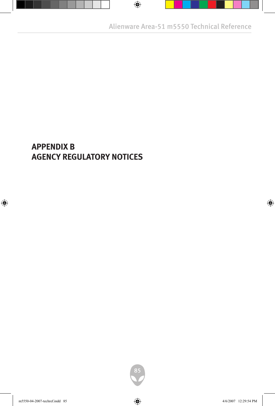 Appendix b agency regulatory notices | Alienware Area-51 m5550 User Manual | Page 85 / 92