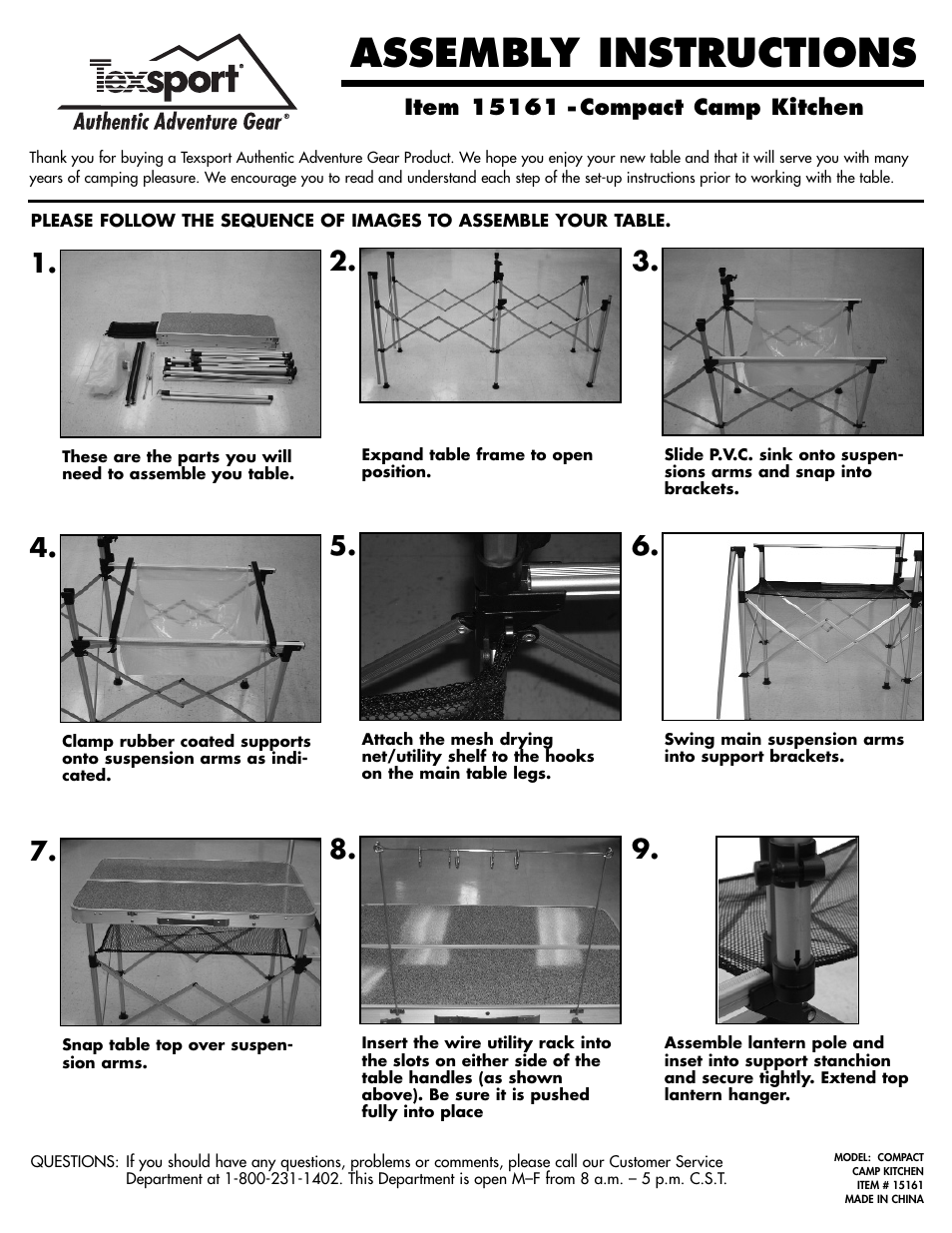 Texsport 15161 Compact Camp Kitchen User Manual | 1 page