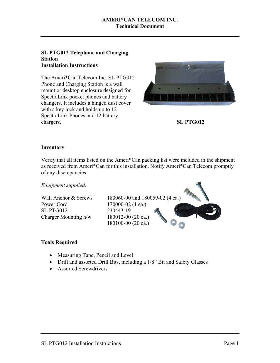 American Telecom SL PTG012 User Manual | 5 pages