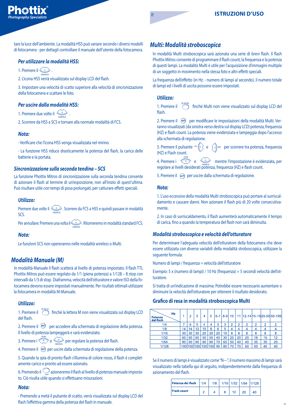 Multi: modalità stroboscopica, Modalità manuale (m) | Phottix Mitros for Canon User Manual | Page 53 / 102