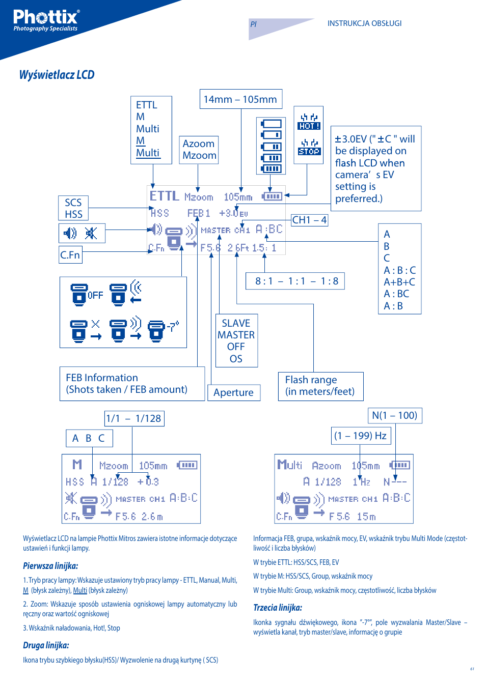 Wyświetlacz lcd | Phottix Mitros for Canon User Manual | Page 61 / 102