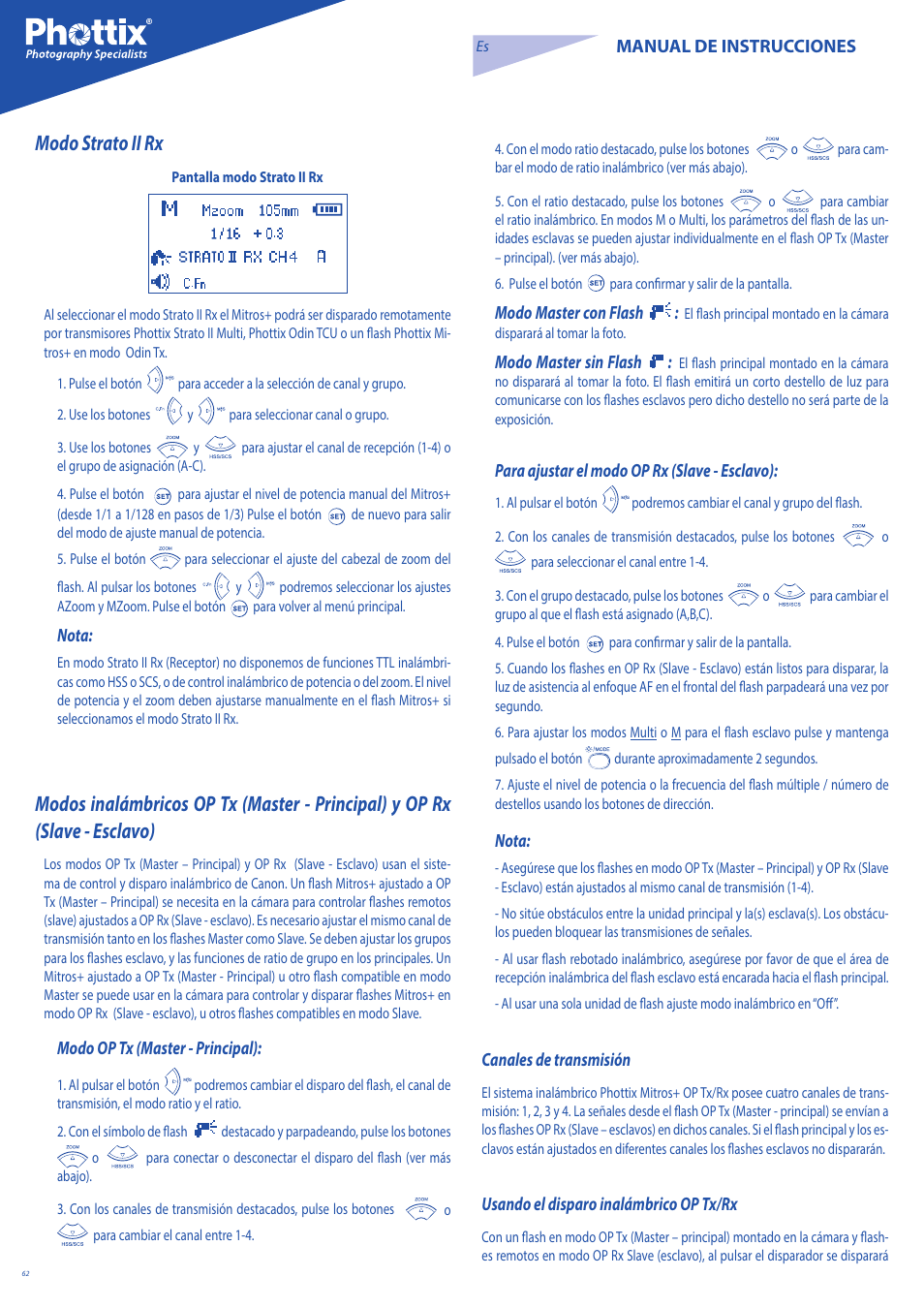 Modo strato ii rx | Phottix Mitros for Canon User Manual | Page 62 / 147