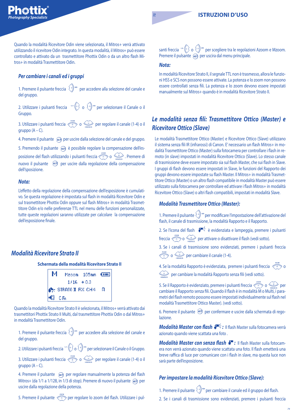 Modalità ricevitore strato ii | Phottix Mitros for Canon User Manual | Page 79 / 147