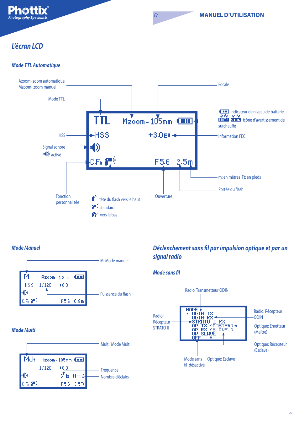 L’écran lcd | Phottix Mitros for Nikon User Manual | Page 35 / 134
