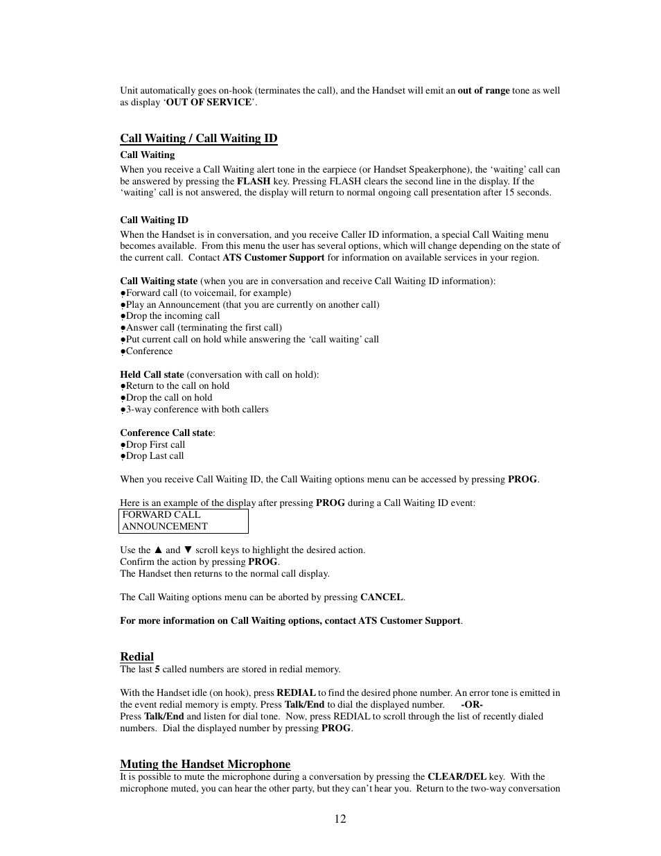 American Telecom ATS 4121CCL User Manual | Page 12 / 28