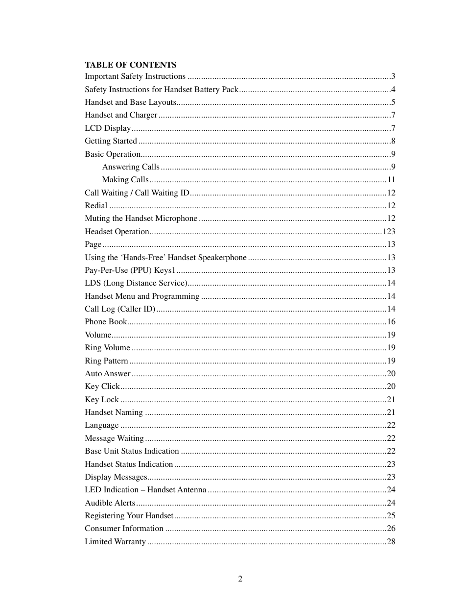 American Telecom ATS 4121CCL User Manual | Page 2 / 28