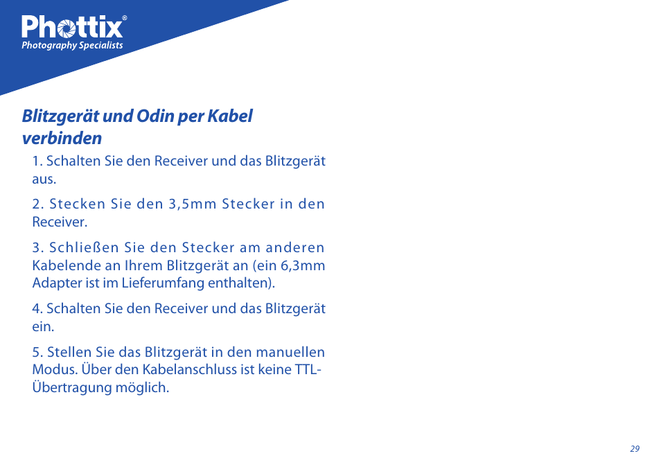 Blitzgerät und odin per kabel verbinden | Phottix Odin for Nikon User Manual | Page 29 / 120