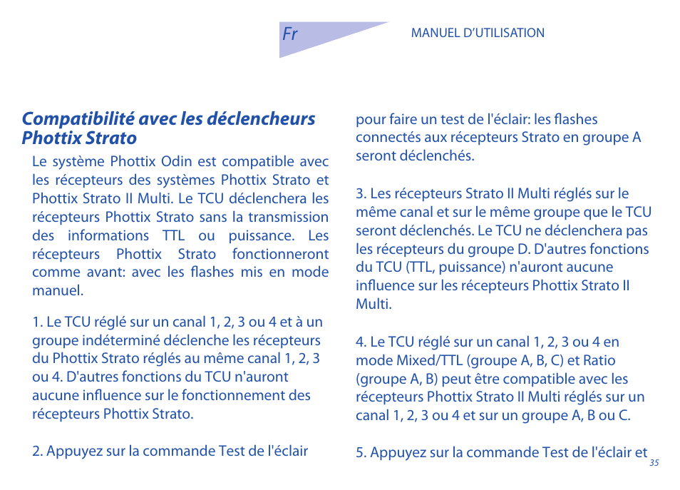 Compatibilité avec les déclencheurs phottix strato | Phottix Odin for Nikon User Manual | Page 35 / 120