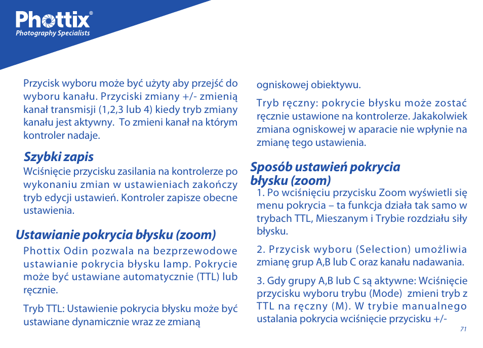Phottix Odin for Nikon User Manual | Page 71 / 120