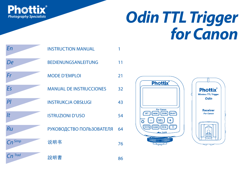 Phottix Odin for Canon User Manual | 97 pages