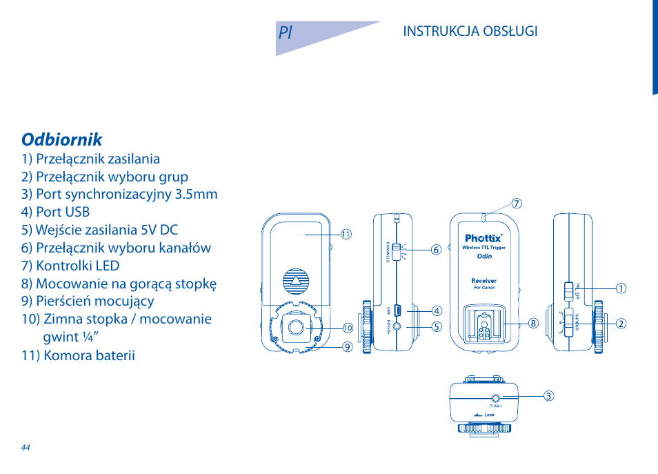 Odbiornik | Phottix Odin for Canon User Manual | Page 45 / 97