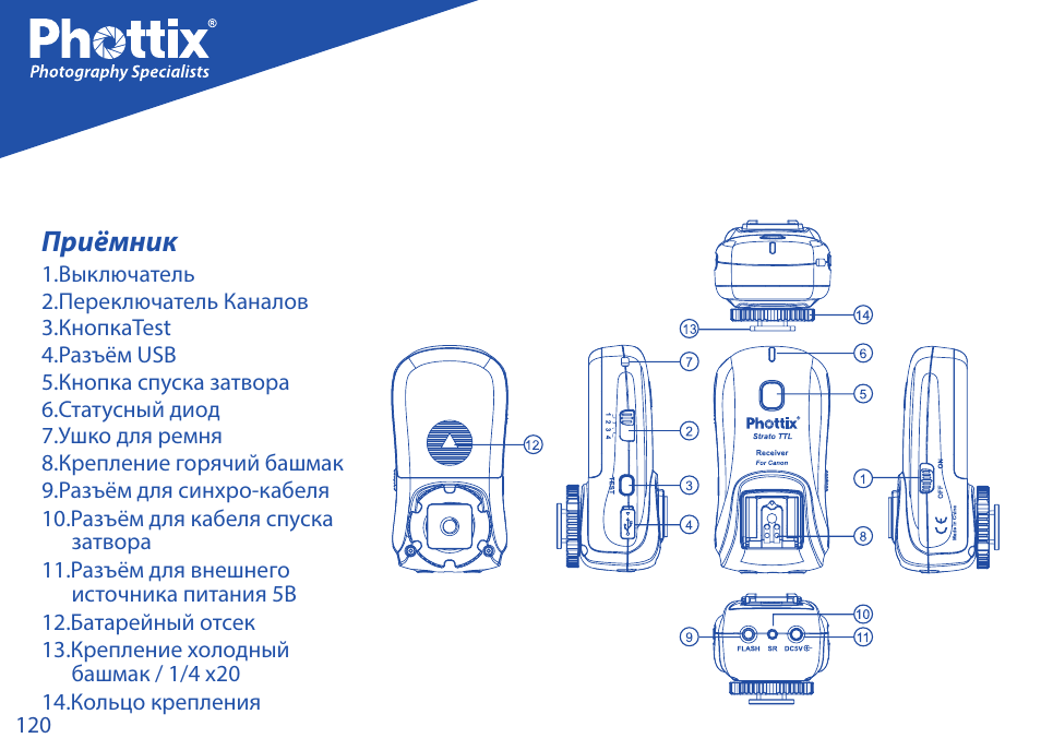 Приёмник | Phottix Strato TTL for Canon User Manual | Page 120 / 167