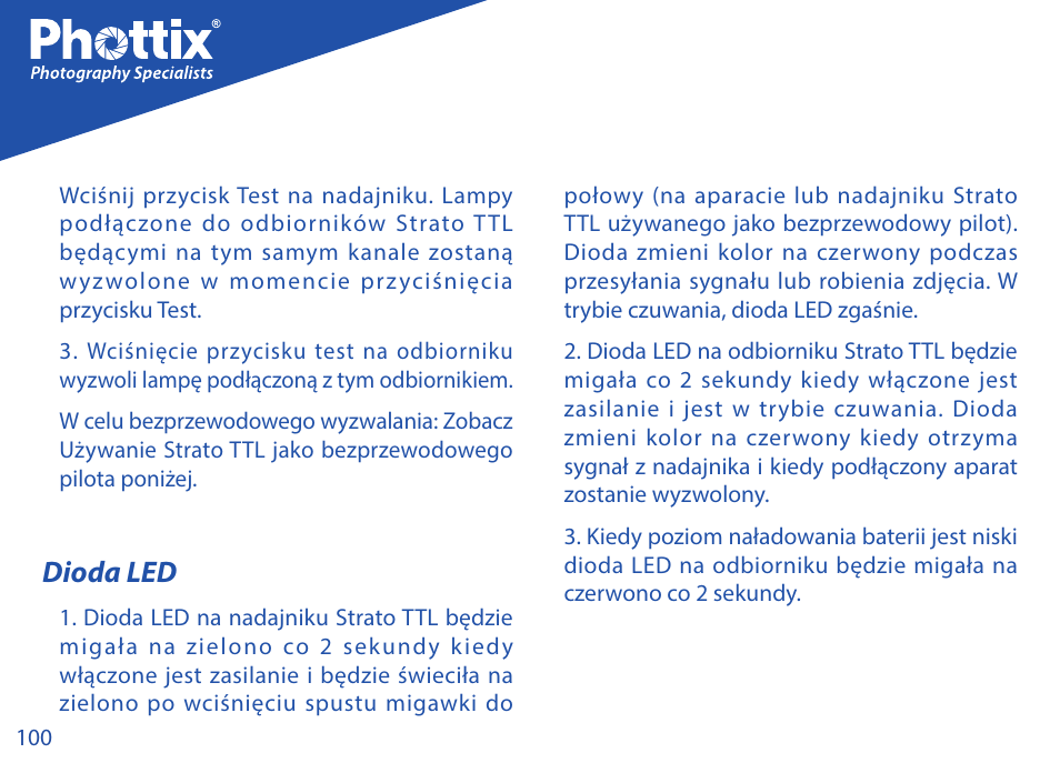 Dioda led | Phottix Strato TTL for Nikon User Manual | Page 100 / 160