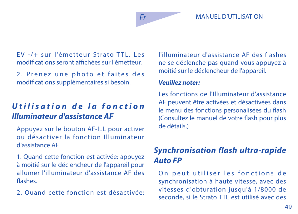 Synchronisation flash ultra-rapide auto fp | Phottix Strato TTL for Nikon User Manual | Page 49 / 160
