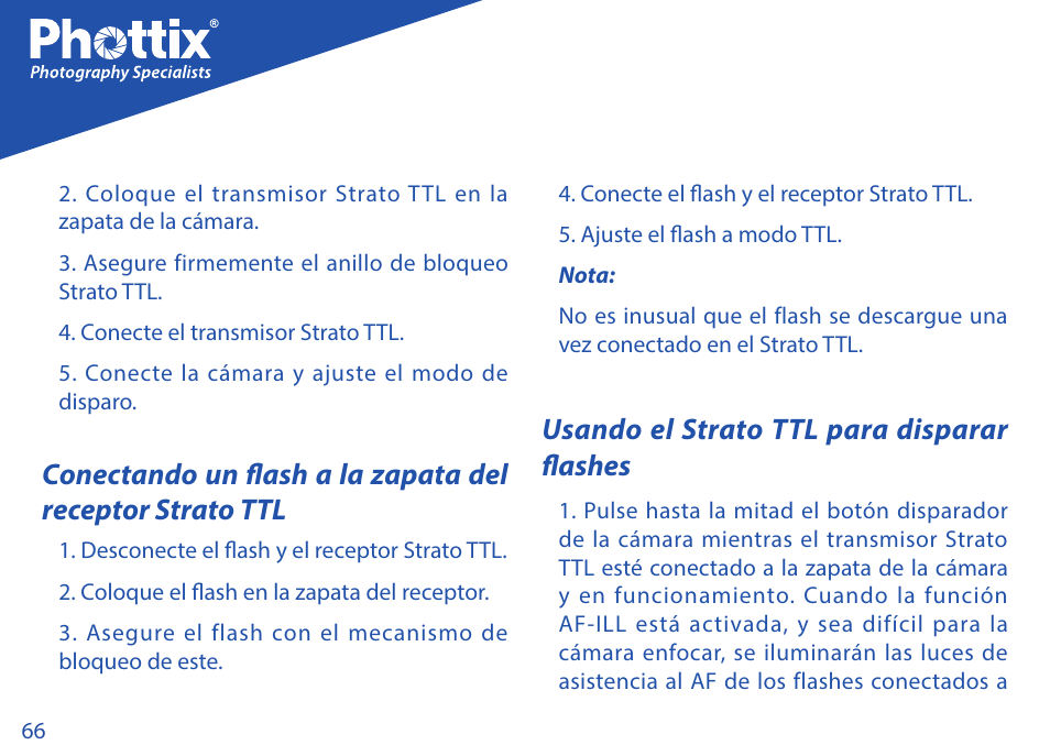 Usando el strato ttl para disparar flashes | Phottix Strato TTL for Nikon User Manual | Page 66 / 160