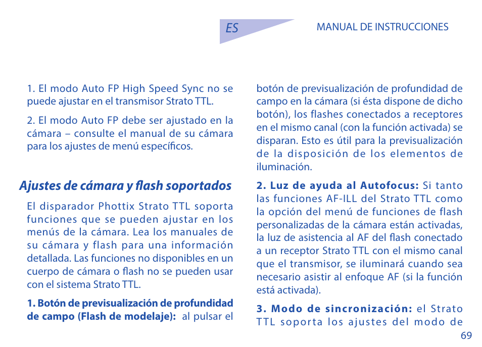 Ajustes de cámara y flash soportados | Phottix Strato TTL for Nikon User Manual | Page 69 / 160