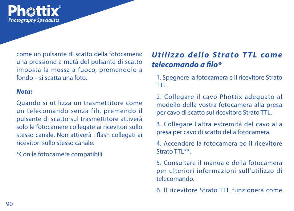 Utilizzo dello strato ttl come telecomando a filo | Phottix Strato TTL for Nikon User Manual | Page 90 / 160