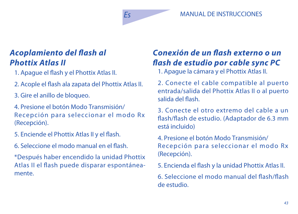 Acoplamiento del flash al phottix atlas ii | Phottix Atlas II User Manual | Page 43 / 94